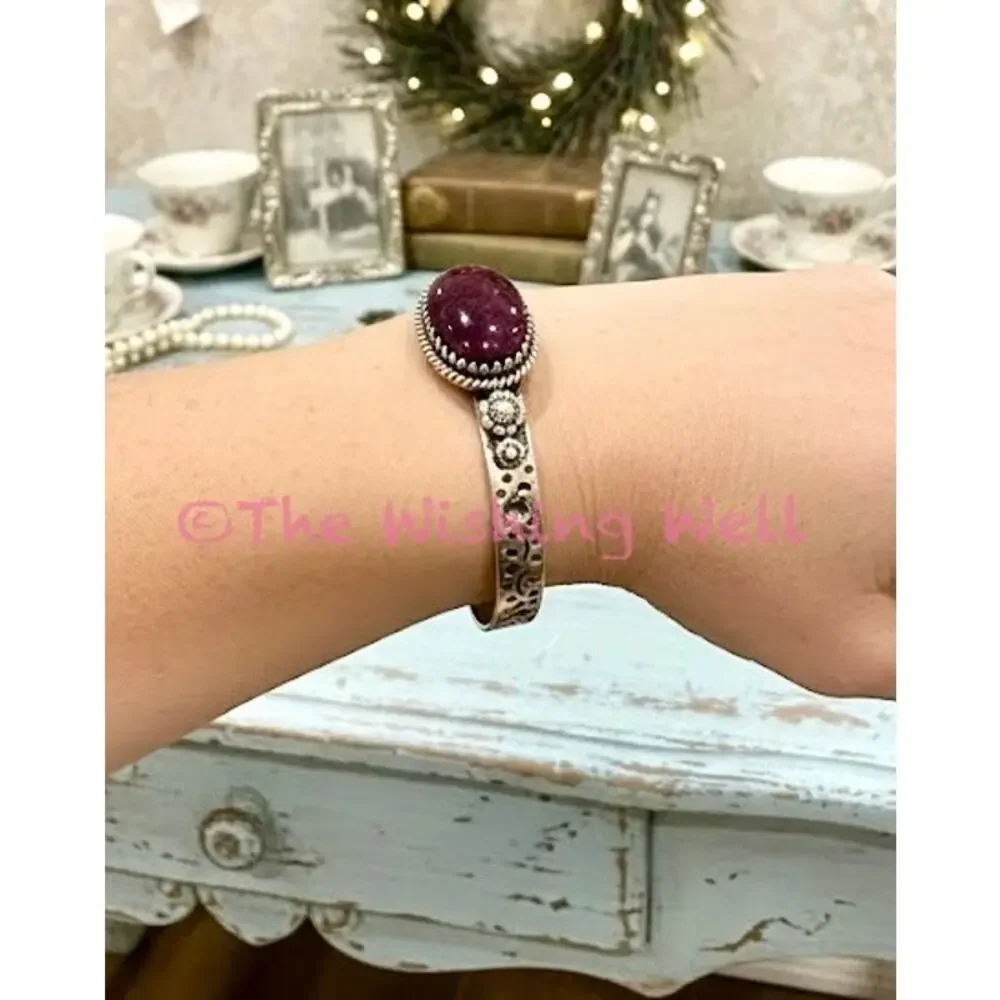 Wow! Rare Purple Spiny Oyster Cuff Sterling Silver Bracelet 6-8”